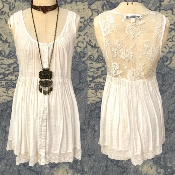 knee length dresses for ladies Layered Bow Lace Mini Dress Cream/Black / S main image 0